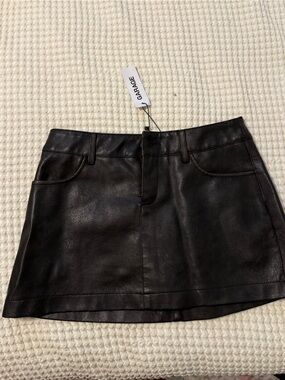 Garage Black Faux Leather skort